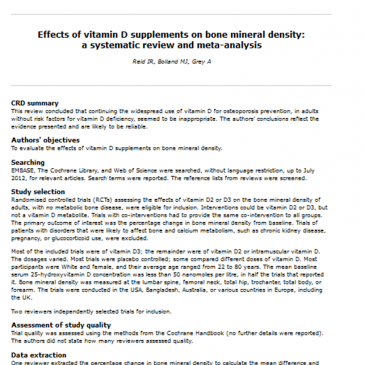 Efectos de los suplementos de vitamina D en la densidad mineral ósea – revisión sistemática y meta-análisis: lectura crítica DARE
